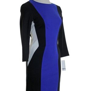 Bar III Blue/Black/White Ponte Knit Colorblock 3/4